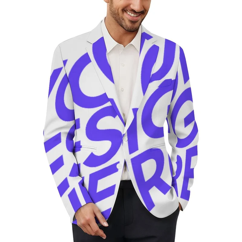Veste de costume formel pour homme Z34W personnalisé avec photo texte prénom (conception une image)