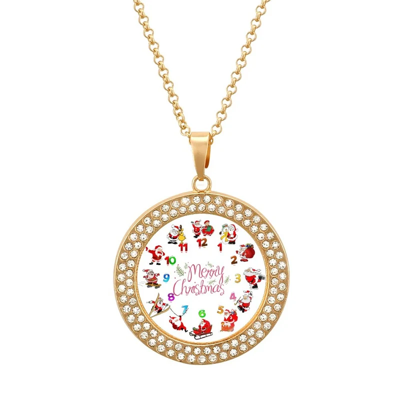 Collier Photo Personnalisé Strass Iced-Out | Pendentif Cristal Rond