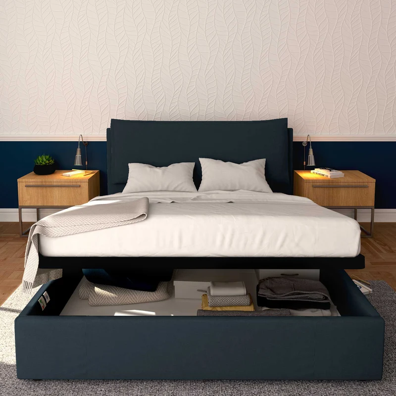 Letto contenitore king size / queen size in ecopelle sfoderabile Giuliano