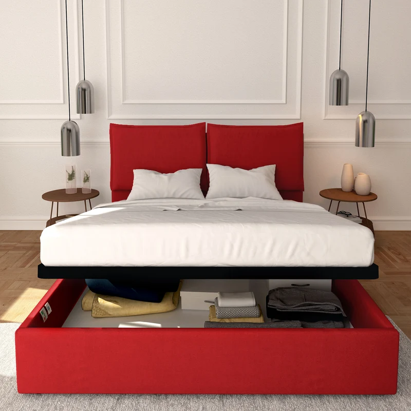 Letto contenitore king size / queen size in ecopelle sfoderabile Licia