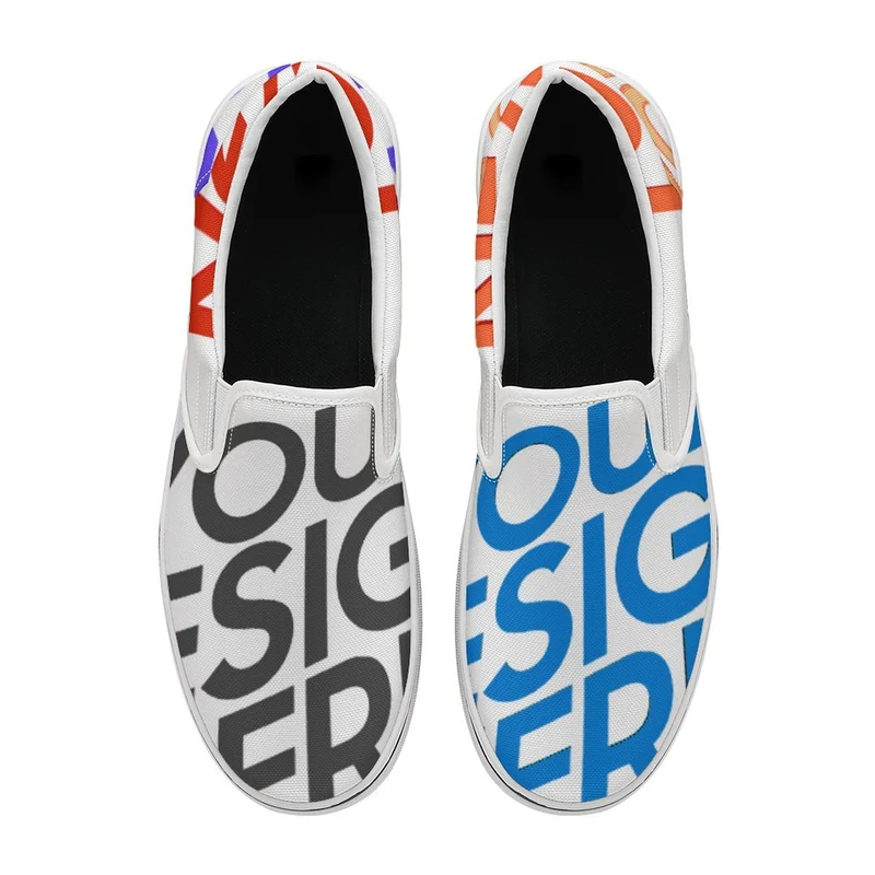 Chaussures en toile unisexes basses style voile personnalisé avec photo texte prénom