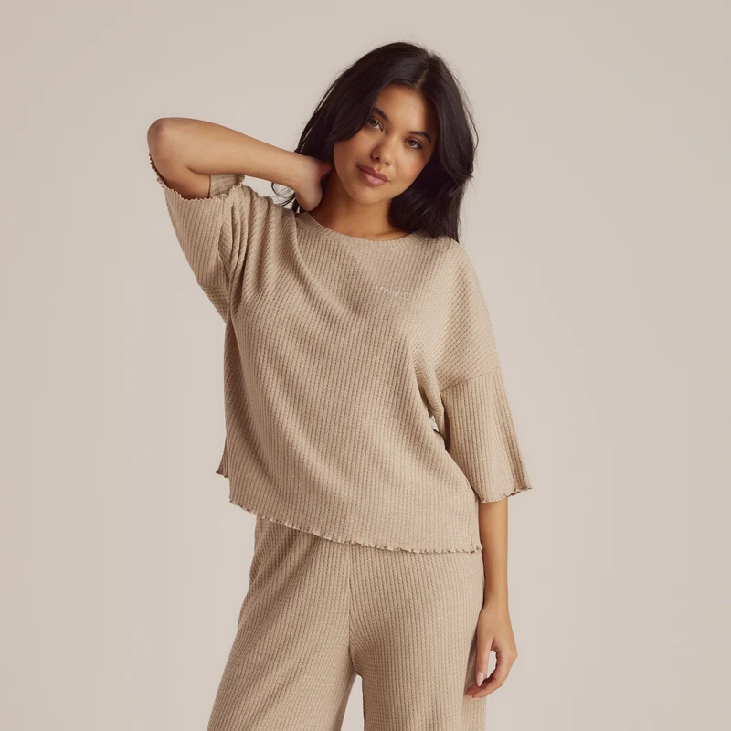 Haut de Pyjama Soft Waffle - Beige