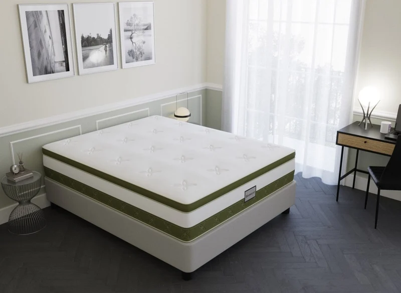 Matelas hybride BAMBOO 140 x 190 cm ressorts ensachés et mémoire de forme épaisseur 30 cm