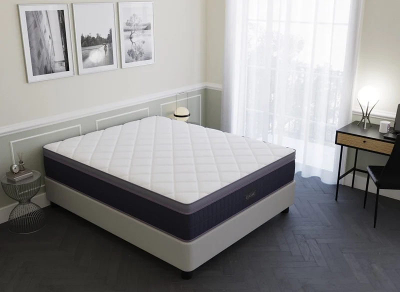 Matelas hybride CLASSIC 140 x 190 cm ressorts ensachés et mémoire de forme épaisseur 31 cm