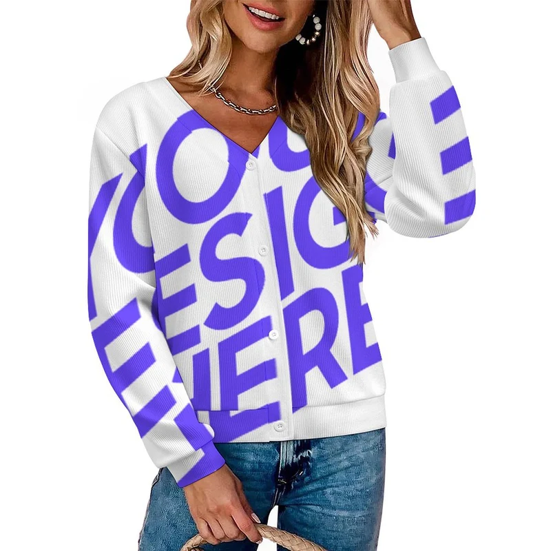 Cardigan femme LM228 personnalisé avec photo texte prénom (conception une image)
