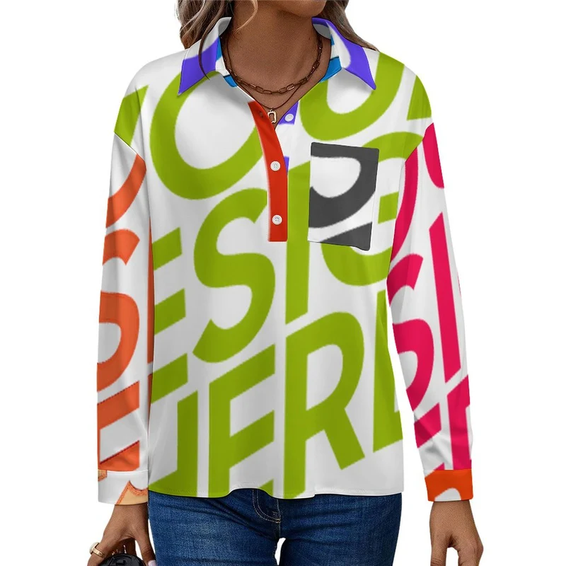 Chemise femme à épaules tombantes LM554 personnalisée avec prénom motif texte (conception multi-images)
