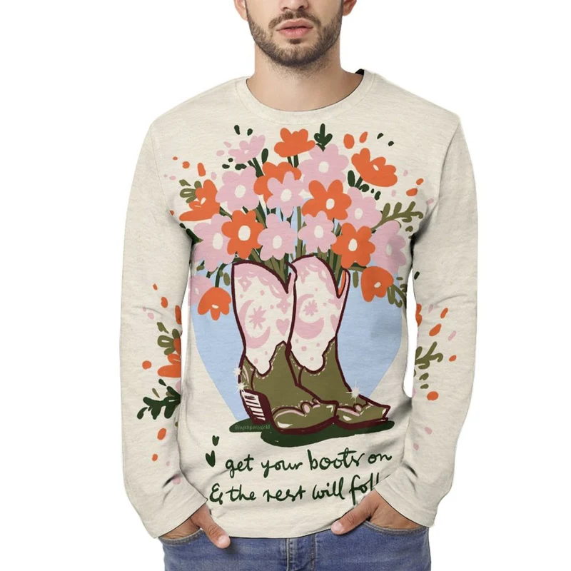 T-shirt Homme Manches Longues 100% Coton Personnalisé | Imprimé
