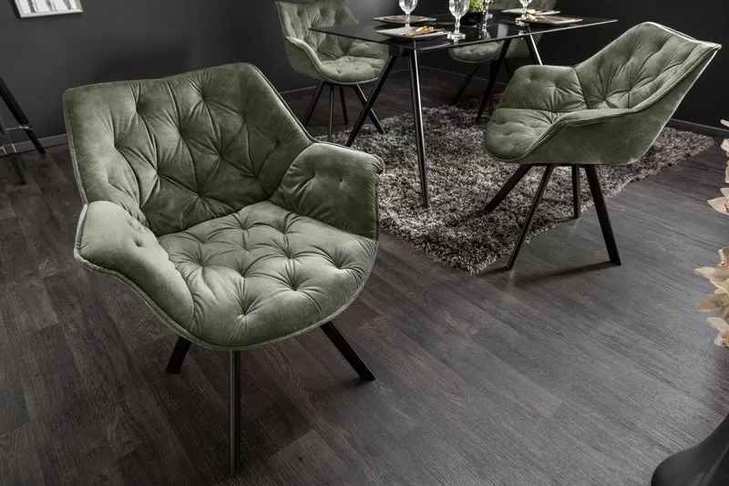 Fauteuil pivotant THE DUTCH COMFORT velours vert foncé avec accoudoirs Design moderne
