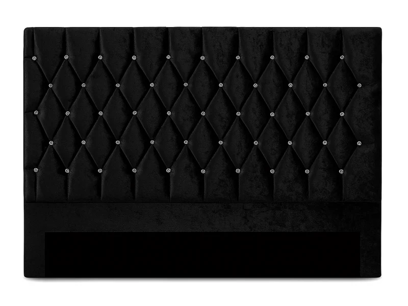 Tête de Lit Capitonnée Nocturne en Velours Noir avec Strass