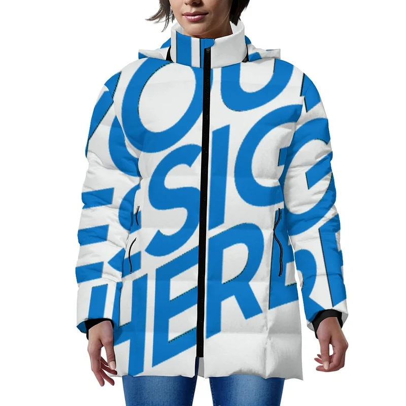 Veste matelassée zippée en coton pour femme MWL516 personnalisé avec photo texte prénom (conception une image)