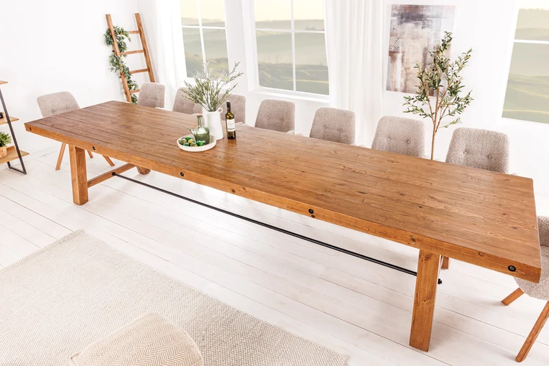 Table à manger massive FINCA 300 cm en pin recyclé marron vintage