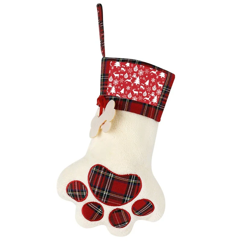 Chaussette Noël Chien Peluche | Botte Patte Personnalisée avec Photo
