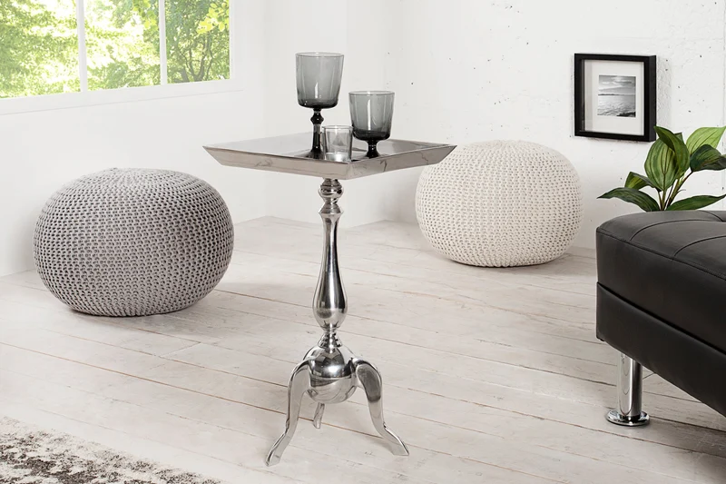 Table d'appoint filigrane TRAYFUL 55 cm en aluminium argenté