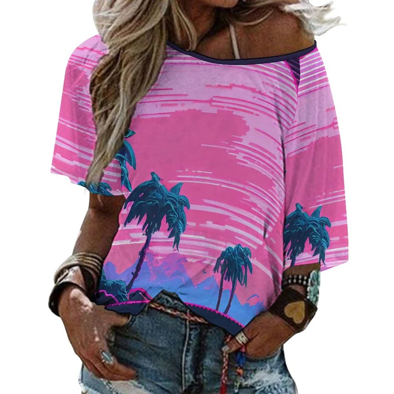 Haut Épaules Dénudées Femme Personnalisé | T-shirt Côtelé Chic