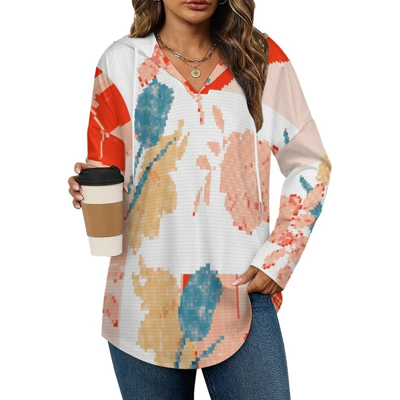 Sweat Capuche Femme Col V Personnalisable | Hoodie Satin de Coton