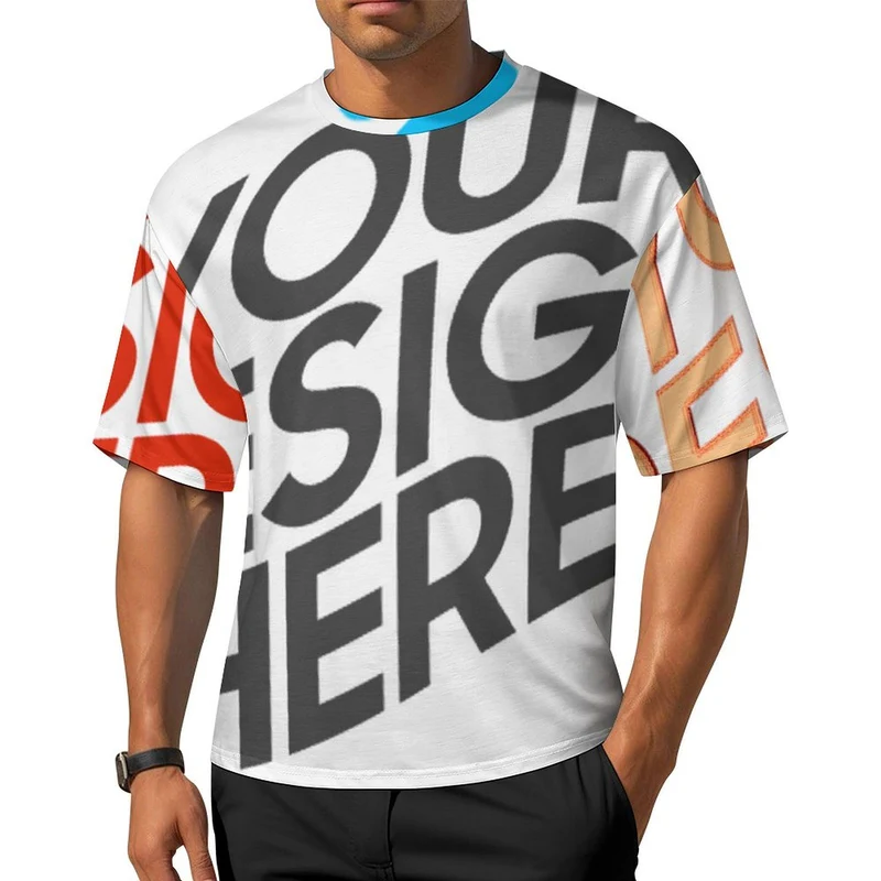 T-shirt ample pur coton épaules tombantes et manches mi-longues S28T personnalisé avec photo texte prénom