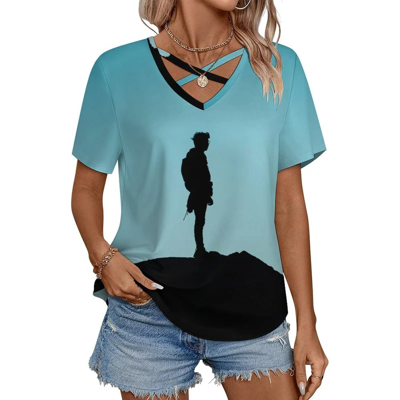 T-shirt Col V Croisé Femme | Haut Personnalisable & Confortable