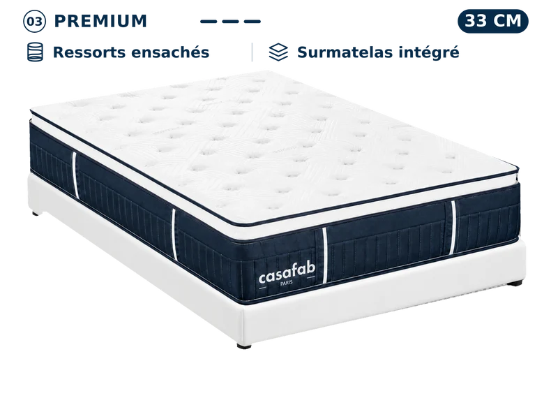 Matelas avec sur-matelas intégré épaisseur 33CM - EVEREST