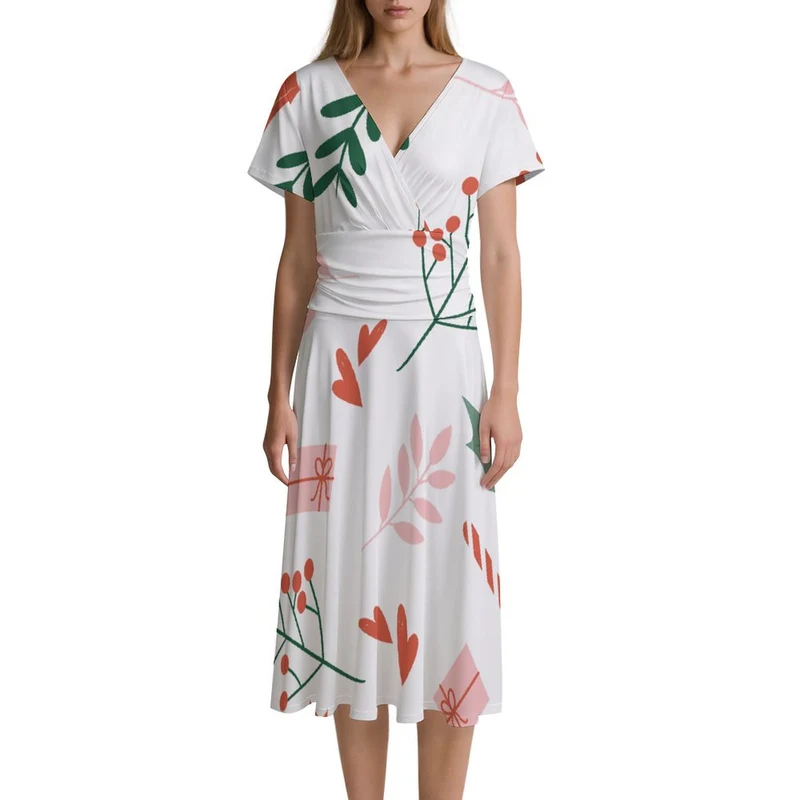 Robe Col V Personnalisée Photo | Robe Fluide en Soie de Lait Femme