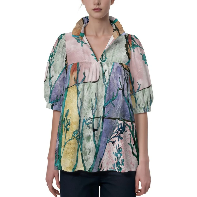 Top Femme Personnalisé Photo | Haut Col V en Tissu Extensible