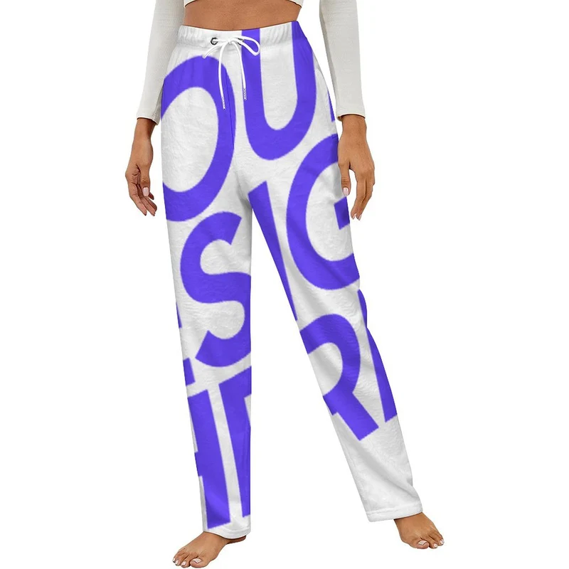 Pantalon de pyjama ample en peluche pour femme LM072 personnalisé avec photo texte prénom (conception une image)
