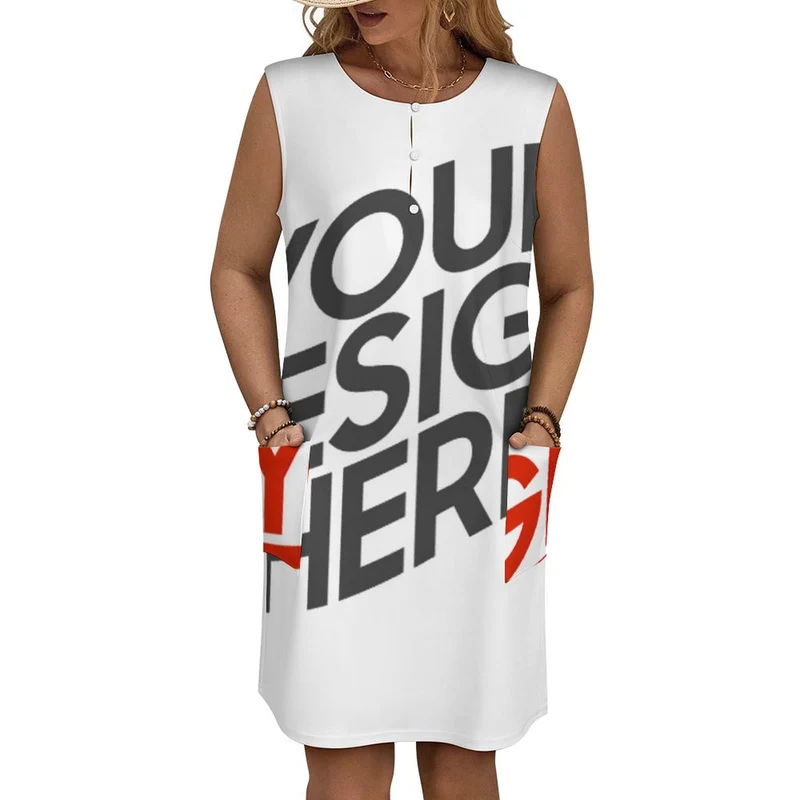Robe gilet femme LM456 avec 2 grandes poches personnalisée avec prénom motif texte (conception multi-images)