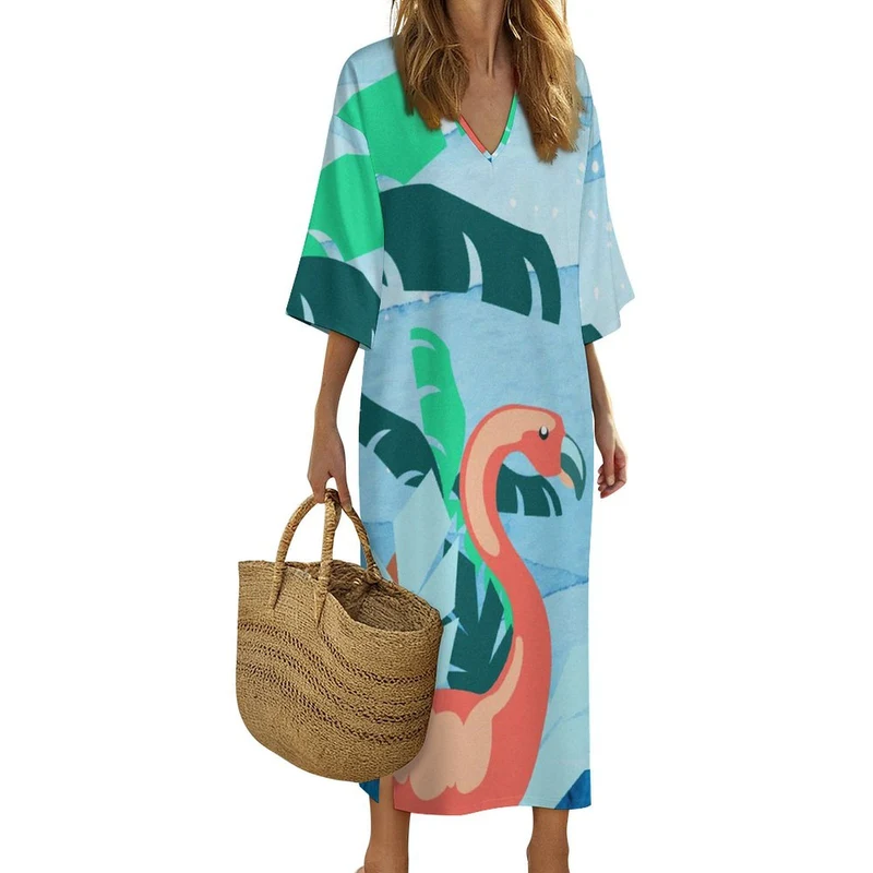Robe Kaftan Femme Personnalisée | Style Méditerranéen en Lin Texturé