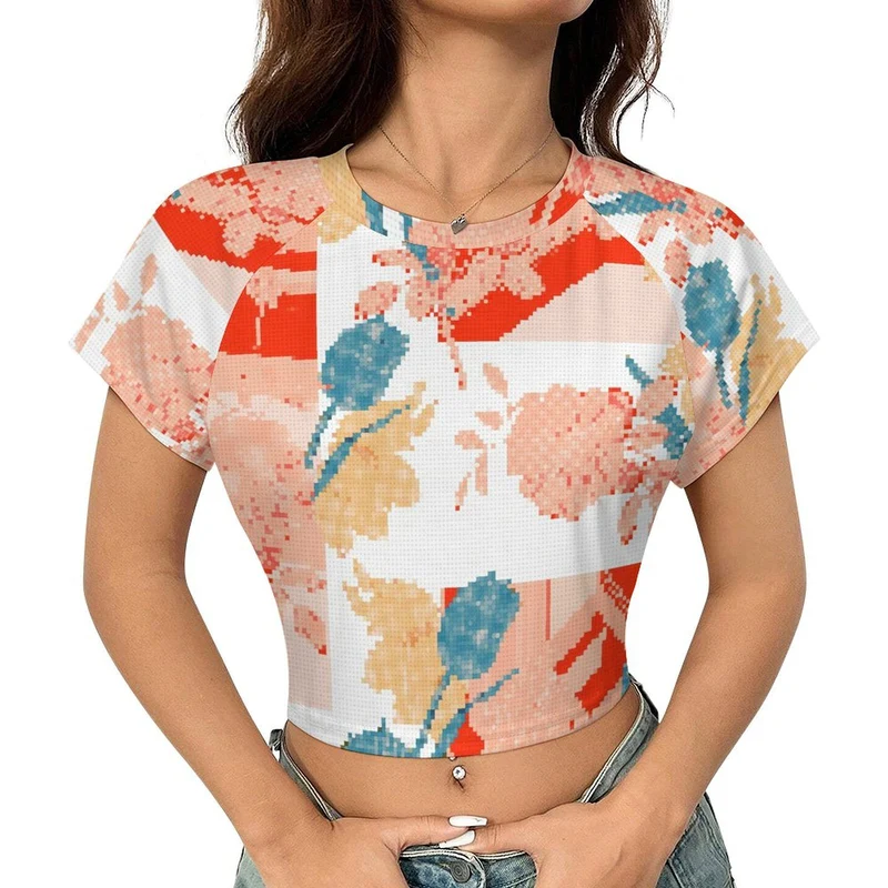 T-shirt Crop Top Ado Personnalisé | Imprime Ta Photo | Manches Raglan