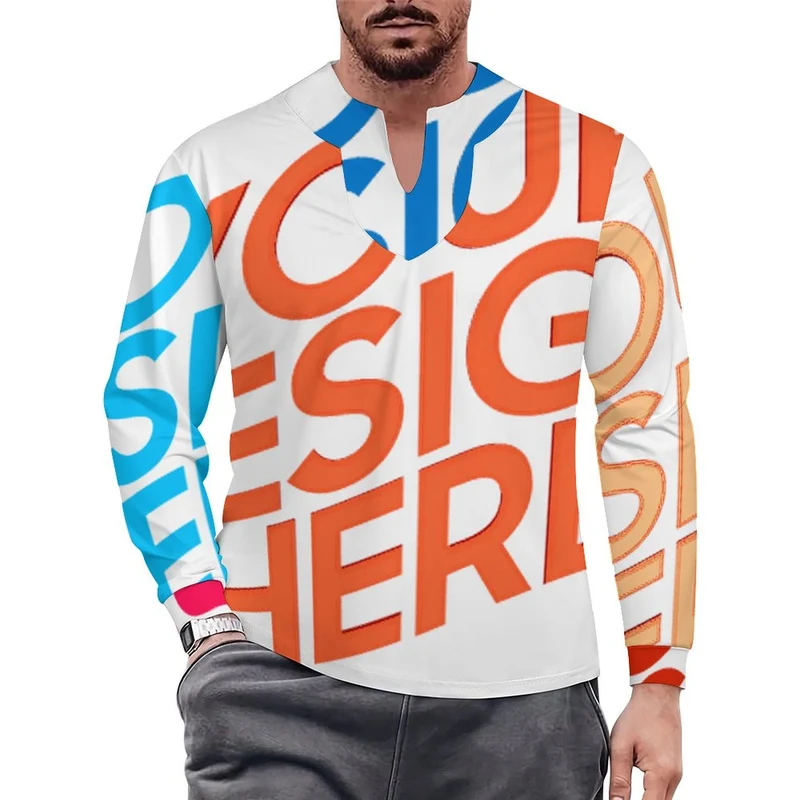 T-shirt homme en soie glacée à séchage rapide avec col en V irrégulier MWL698 personnalisée avec prénom motif texte (conception multi-images)