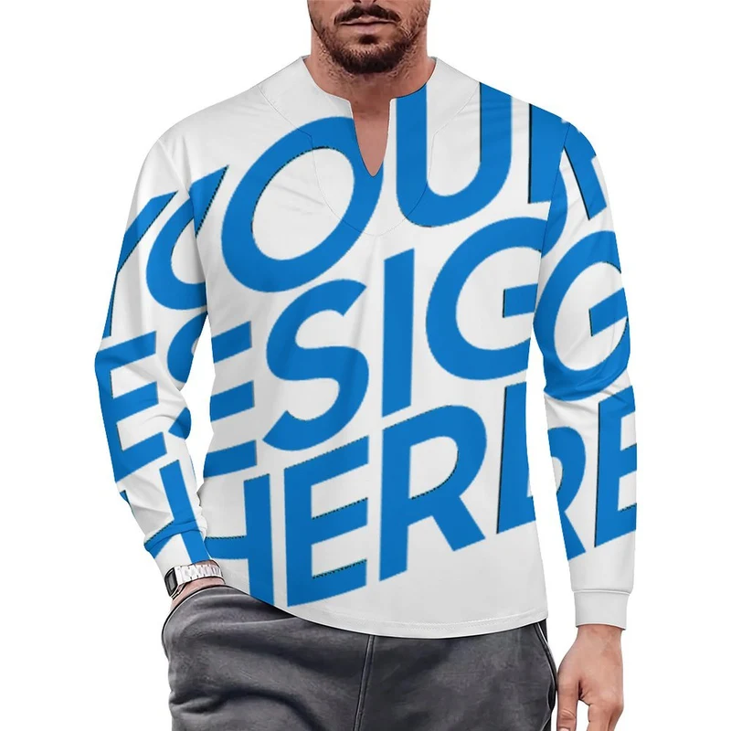 T-shirt homme en soie glacée à séchage rapide col V irrégulier MWL698 personnalisé avec photo texte prénom (conception une image)