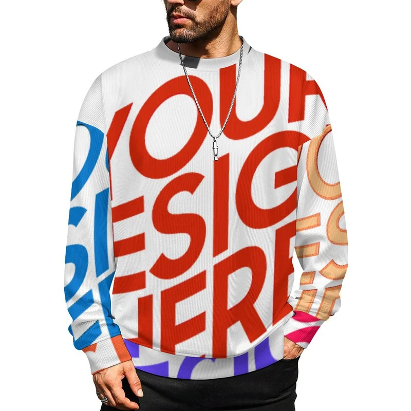 Pull unisexe à col rond ANR personnalisée avec prénom motif texte (conception multi-images)