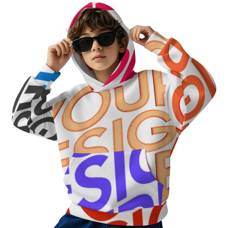 Sweat à capuche enfant SDS127 personnalisée avec prénom motif texte (conception multi-images)