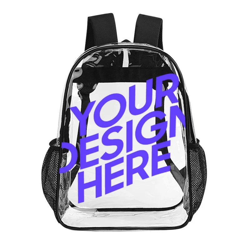 Sac à dos transparent 43 cm personnalisée avec prénom motif texte