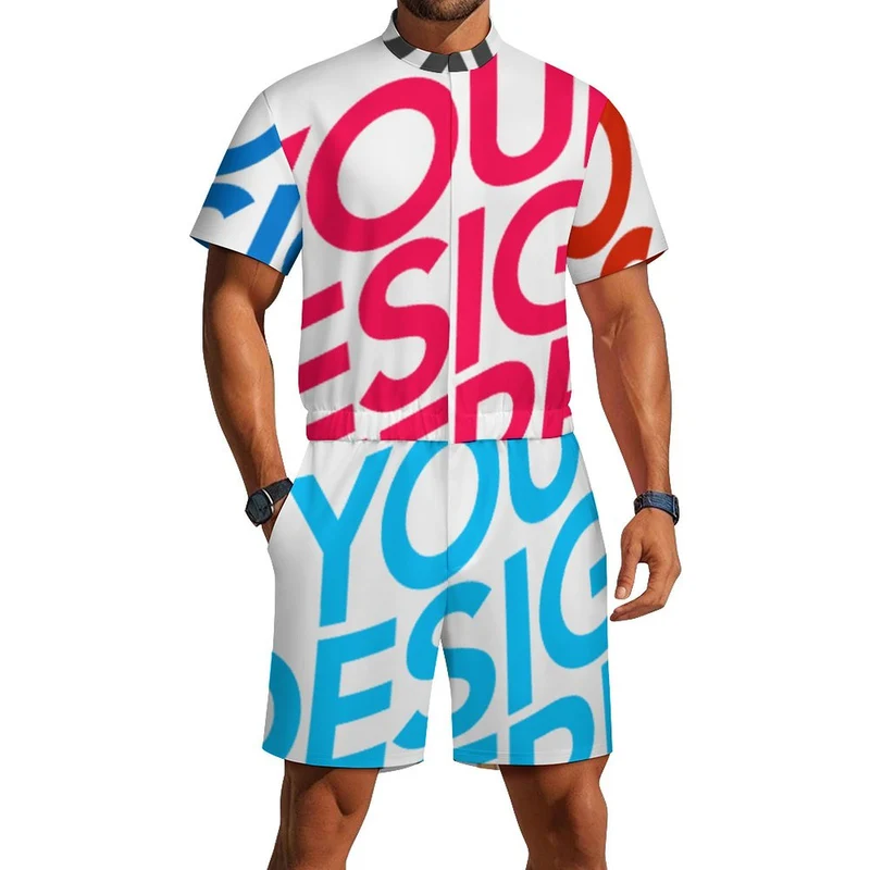 Combinaison homme manches courtes LM427 personnalisée avec prénom motif texte (conception multi-images)