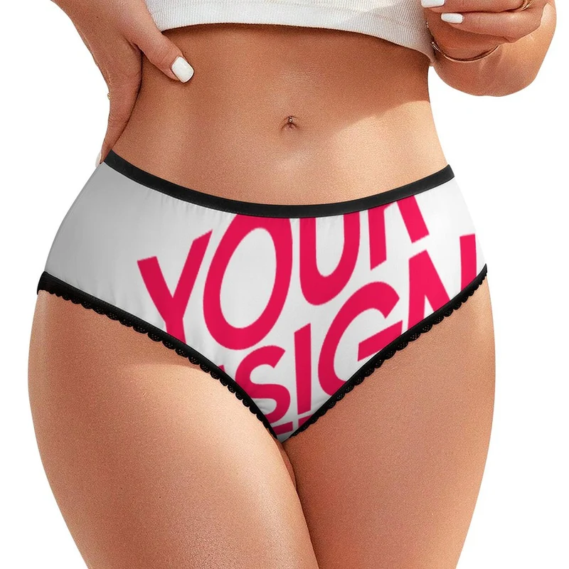 Culotte femme en dentelle LM500 personnalisée avec prénom motif texte (conception multi-images)
