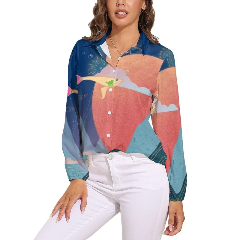 Chemise Rétro Femme Personnalisable | Blouse Fluide Manches Longues