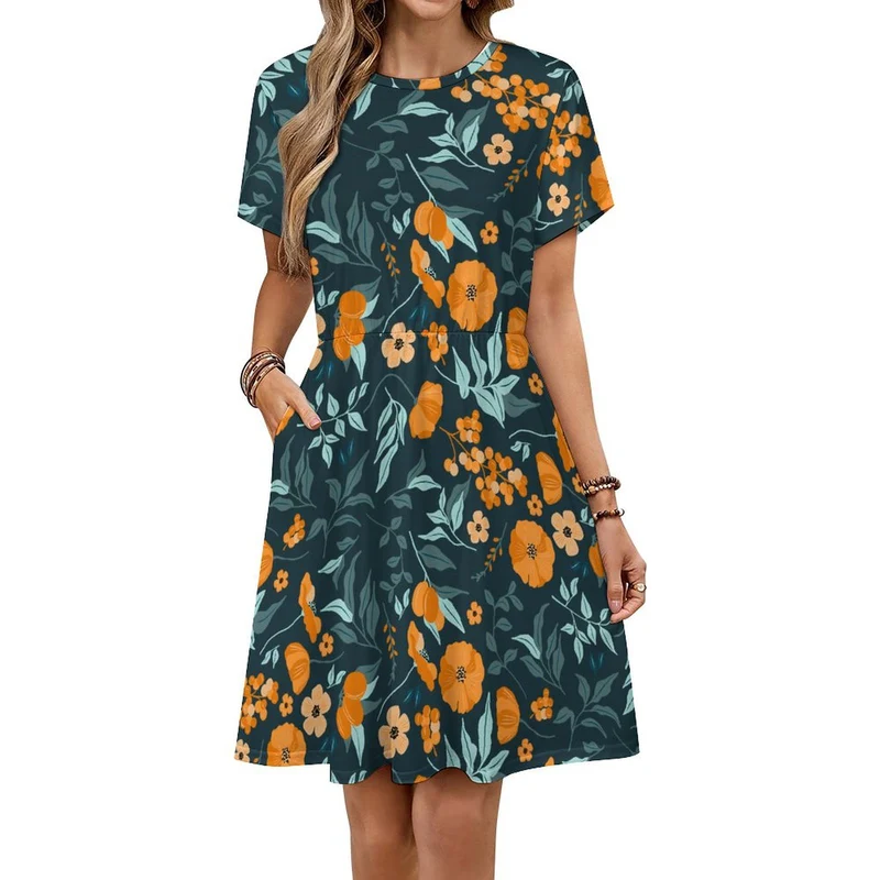 Robe Courte Manches Courtes Personnalisable | Confort Imitation Coton