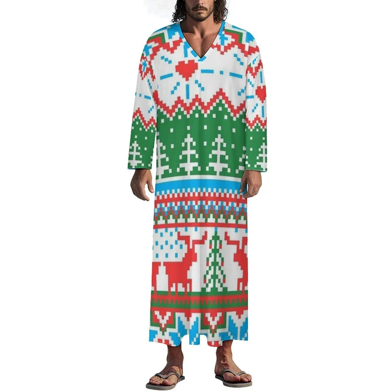 Robe Longue Style Oriental Personnalisable | Col V Manches Longues