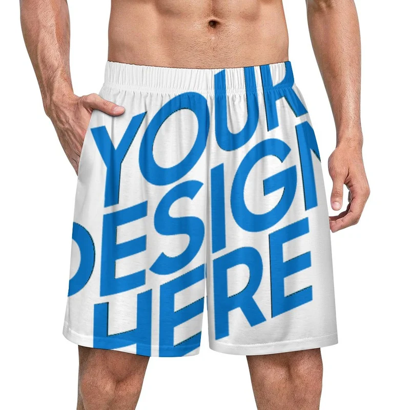 Short de pyjama homme en soie glacée LM012 personnalisé avec photo texte prénom (conception une image)