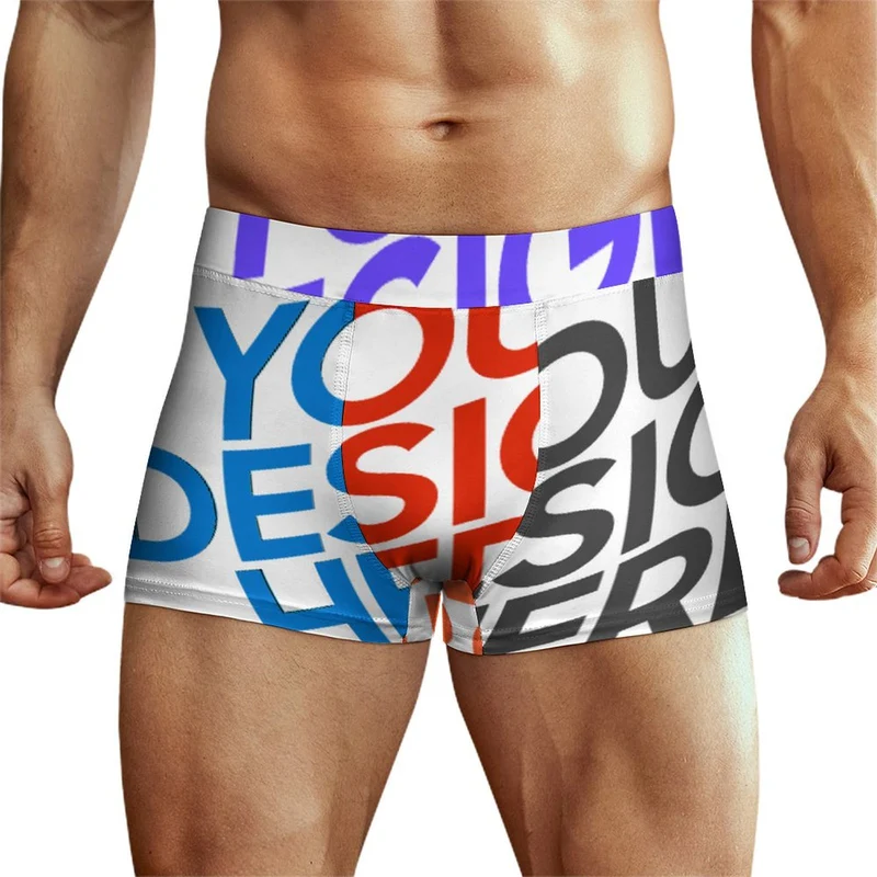 Boxer homme avec ceinture en soie glacée SDS025 personnalisée avec prénom motif texte (conception multi-images)