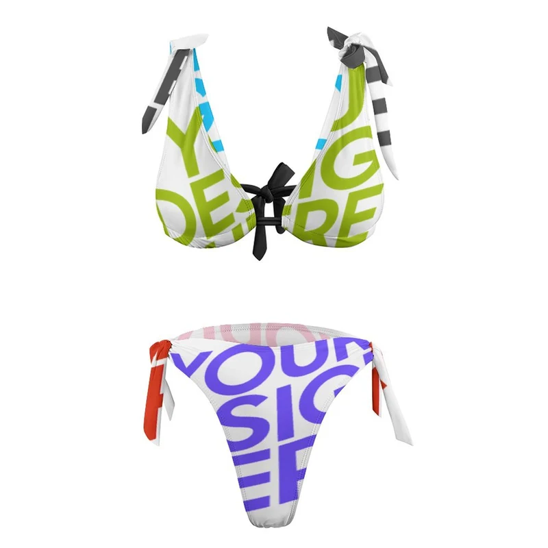Bikini triangle / Maillot de bain deux pièces BK2063 personnalisée avec prénom motif texte (conception multi-images)
