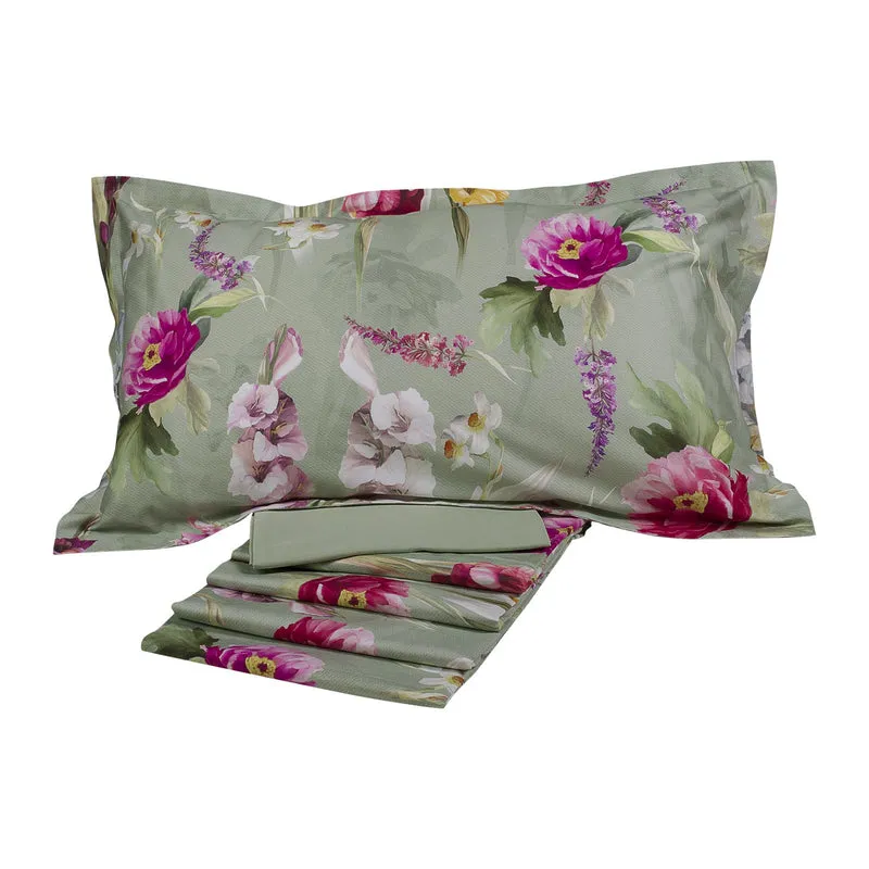 Completo Lenzuola charming flowers Floreale in Raso di cotone