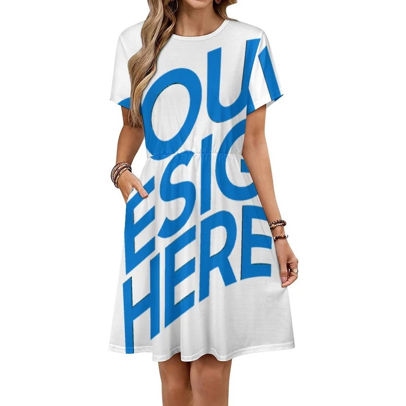 Robe à manches courtes pour femme LM414 personnalisée avec prénom motif texte