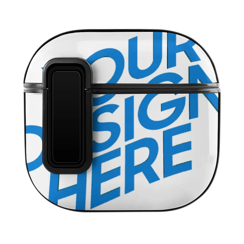 Étui pour écouteurs Apple AirPods 4 (boucle avec bordure noire) entièrement imprimé personnalisée avec prénom motif texte