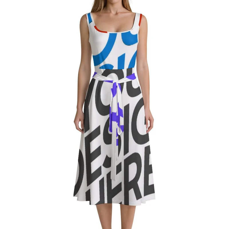 Robe sans manches femme LYQ121 personnalisée avec prénom motif texte (conception multi-images)