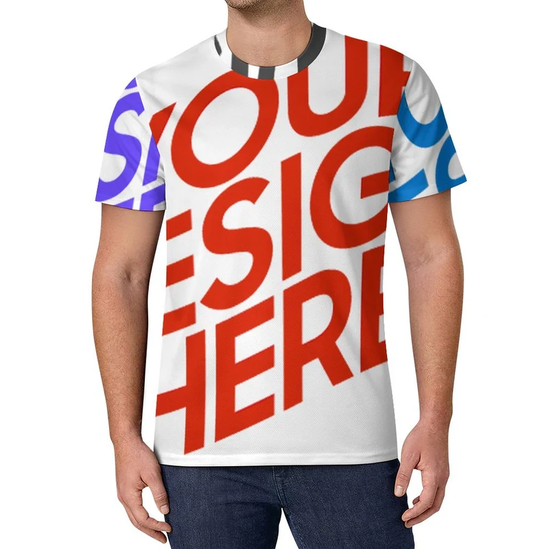 T-shirt homme en soie glacée OMDT01 personnalisée avec prénom motif texte (conception multi-images)