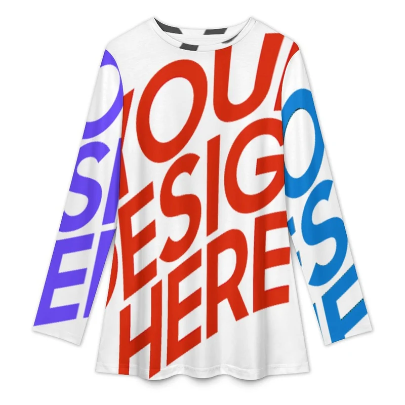 Chemise musulmane à manches longues et col rond pour femme A98L personnalisée avec prénom motif texte (conception multi-images)