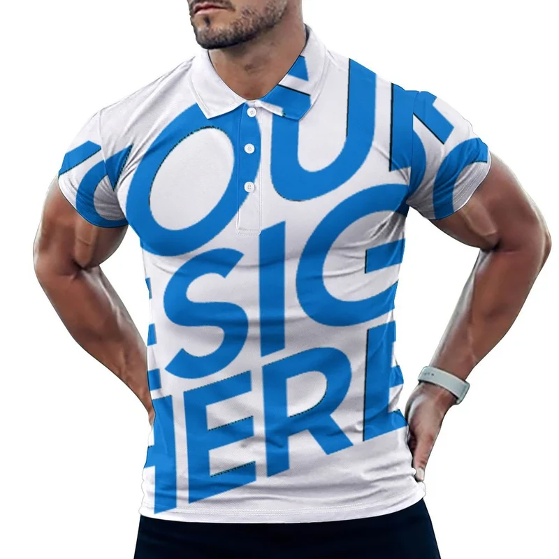 Polo d'été en soie glacée pour homme B612 personnalisé avec photo texte prénom (conception une image)