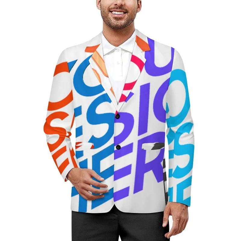 Costume homme 2 boutons LTM100852 personnalisée avec prénom motif texte (conception multi-images)