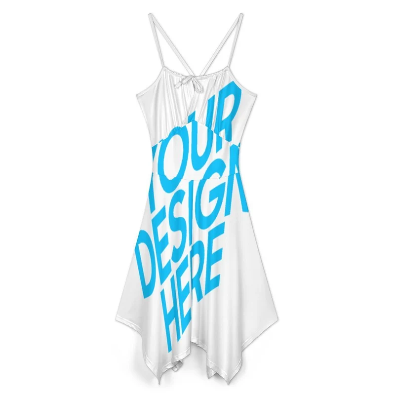 Robe midi à bretelles avec ourlet irrégulier VCQ personnalisé avec photo texte prénom (conception une image)